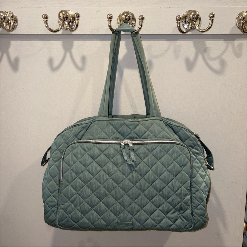 Vera Bradley Olive Leaf Grand Weekender Travel Bag in Performance Twill